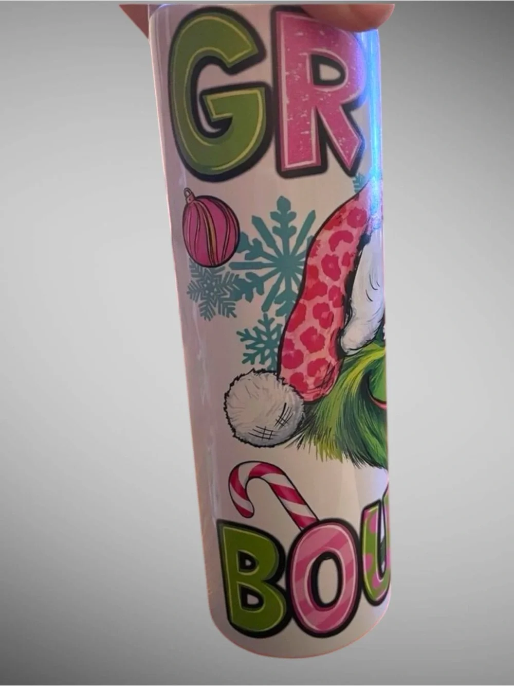 Grinch Christmas 20oz Tumbler Grinchy & Bougie Pink Holiday Cup NEW
